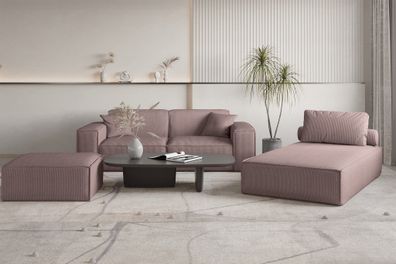 Polstermöbel Set 3-teilig CELES Premium in Stoff Scala Lavendel