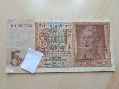 5 Reichsmark Drittes Reich 1942 Germania Junge Ww2