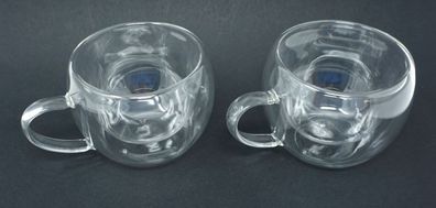 Doppelwandige Thermo Tassen 2er Set TEE Tassen 250 ml Glastasse Borosilikatglas