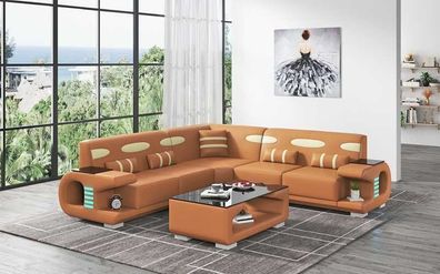 Ecksofa Ledersofa L Form Couch Sofa Braun Luxus Moderne Eckgarnitur