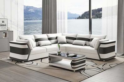 Weiß Eckgarnitur Luxus Ledersofa Ecksofa Couch Sofa Wohnzimmer Modern
