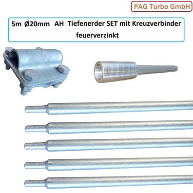 5m Ø 20mm Tiefenerder SET feuerverzinkt Erder Blitzschutz Blitzableiter Erdung