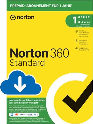 Norton 360 Standard 1 Gerät - 1 Jahr ABO inkl. 10GB WIN/ MAC/ Android ESD