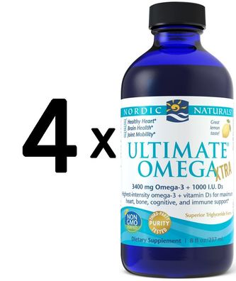 4 x Ultimate Omega Xtra, 3400mg Lemon - 237 ml.