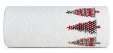 Handtuch Weihnachten 70x140 cm weiß Badetuch Duschtuch Baumwolle Weihnachtsbaum Deko