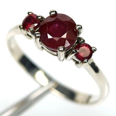 Wunderschöner echter roter Rubin Damen Ring in Silber GR.53