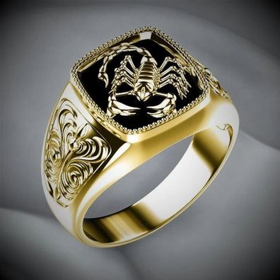 Scorpion Herren Ring Gold Plated + Ringbox Größe 64