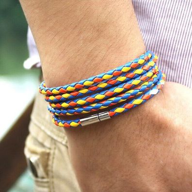 Schönes multicolore Leder Armband für Frauen und Männer
