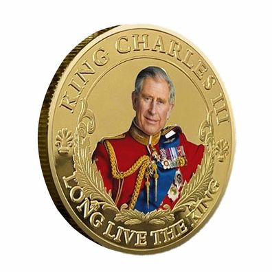 Gedenk Medaille zur Krönung von König Charles III. 2023 vergoldet
