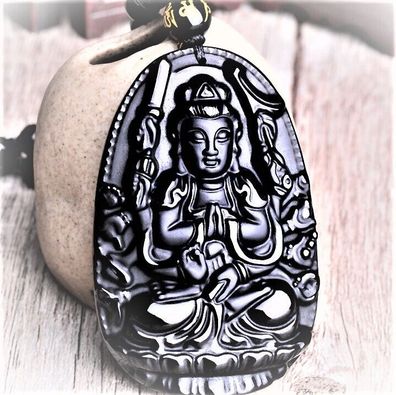 Schöne schwarze Carving Buddha Kette, Buddha Kette, Obsidian Buddha Kette,