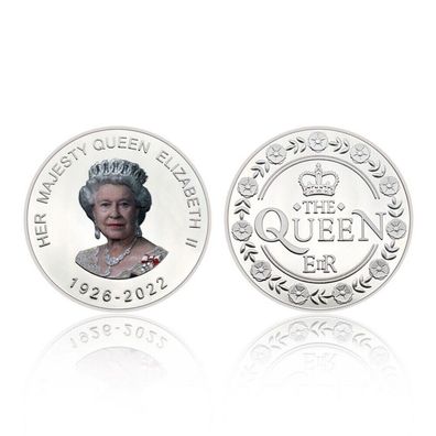 Schöne Gedenk Medaille Queen Elisabeth zum 1926-2022 Neusilber