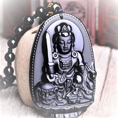 Schöner Carving Buddha Schmuck, Buddha Kette, Schwarze Obsidian Buddha Kette,