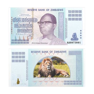 Verschiedene Banknoten Zimbabwe Bankfrisch unzirkuliert - 7 Stück)
