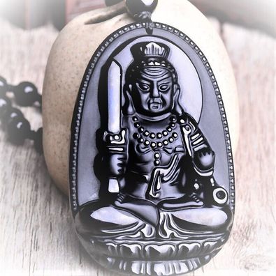 Carving Buddha Schmuck, Buddha, Schwarze Buddha Kette, Obsidian Buddha Kette,