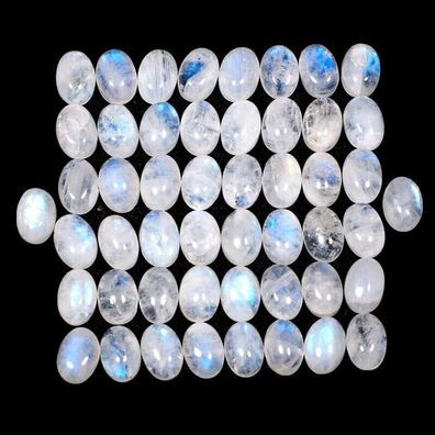 100 Stück naturale ovale weiße Mondsteine aus Sri Lanka 10 bis 11 mm
