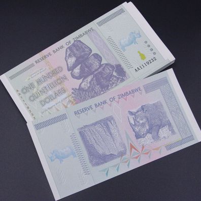 5 x 100 Quintillion Dollars/ Banknote/ Zimbabwe 2008/ Simbabwe 2008/ Bankfrisch
