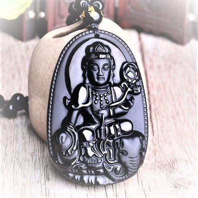 Edler Carving Buddha Schmuck, Buddha Kette, Schwarze Obsidian Buddha Kette,