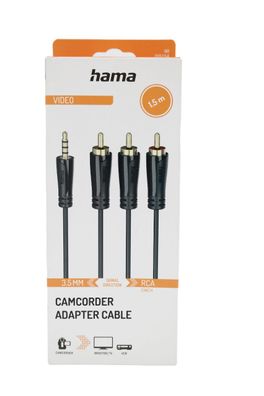 Hama Verbindungskabel,3,5-mm-Klinken-Stecker 4-pol.-3 Cinch-Stecker, 1,5m 205154