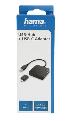 Hama USB Hub + USB-C Adapter 4 Ports