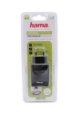 HAMA 2,1A schwarz Ladegerät (USB-A) Netzteil 2x USB Quick Charge