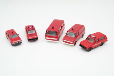 5x Herpa H0 1:87 Feuerwehr Team Ford / Landrover / Volkswagen Bus / BMW Rot