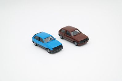 2x Herpa H0 1:87 Opel Corsa A Braun / Blau