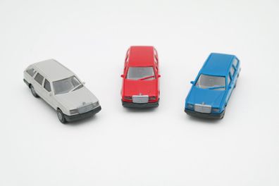 3x Herpa H0 1:87 Mercedes Benz 300TE Blau / Rot / Grau