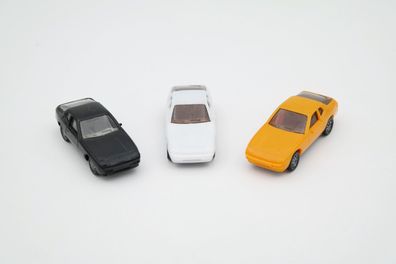 3x Herpa H0 1:87 Porsche 924 schwarz / weiß / Gelb