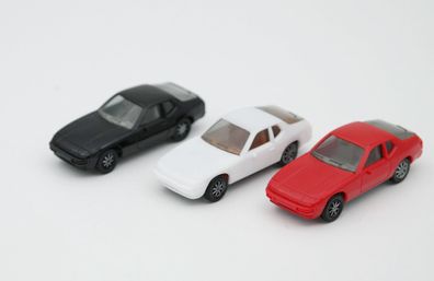 3x Herpa H0 1:87 Porsche 924 Schwarz / weiß / Rot