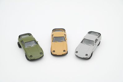 3x Herpa H0 1:87 Porsche 928 Braunbeige / Grau / Grün