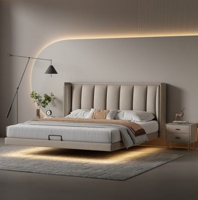 Weißes Schlafzimmer Doppelbett Designer Luxus Möbel Holzgestell Betten