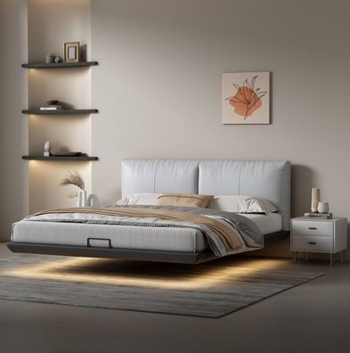 Weißes Schlafzimmer Designer Bett Luxus Betten Leder Doppelbetten Neu