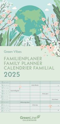 Kalender 2025 -GreenLine Green Vibes Familienplaner 2025- 22 x 45cm