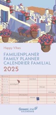 Kalender 2025 -GreenLine Happy Vibes Familienplaner 2025- 22 x 45cm