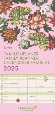 Kalender 2025 -GreenLine Jungle Familienplaner 2025- 22 x 45cm
