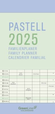 Kalender 2025 -GreenLine Pastell Familienplaner 2025- 22 x 45cm