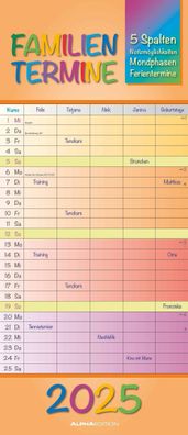 Kalender 2025 -Regenbogen Familienplaner 2025- 19,5 x 45cm
