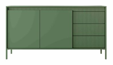 FURNIX Kommode Rebeca 153 Design Sideboard mit Schubladen und Türen Grün