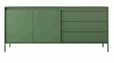 FURNIX Kommode Rebeca 187 Design Sideboard mit Schubladen und Türen Grün