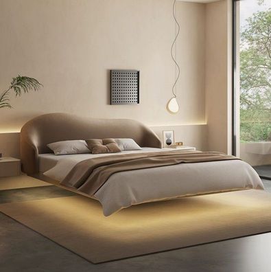 Beiges Wandbett Designer Schlafzimmer Betten Luxus Doppelbetten Holz