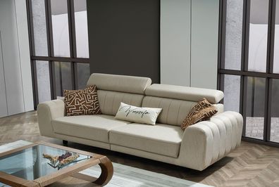 Stoffsofa Couch Dreisitzer Design Sofa 3 Sitzer Polstersofa Beige