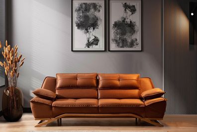 Dreisitzer Stoffsofa Couch Braun Sofa 3 Sitzer Polstersofa Modern