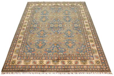 Teppich Orient Kazak 250x300 cm 100% Wolle Handgeknüpft Carpet Rug grau beige