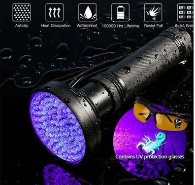 100 LED UV Ultra Violet Black Taschenlampe Inspektion Lampe Taschenlampe Gläserï¼?