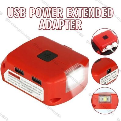 Batterieladegerät USB Power Extended Adapter LED fur Milwaukee M18 Stromquelle 1