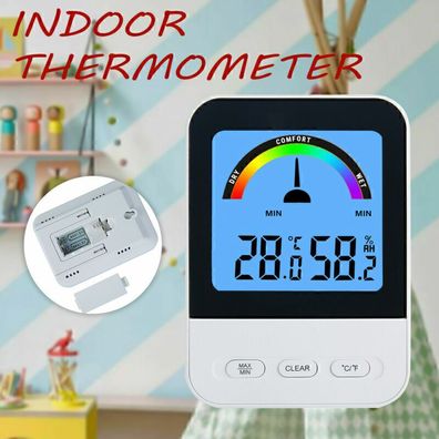 Raumtemperatur Digital Thermometer Hygrometer Weiß Wetter Station Innen Außen