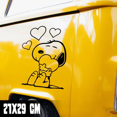 Auto Aufkleber "Snoopy mit Herz" Peanuts Sticker Woodstock Lieb #0276