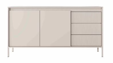 FURNIX Kommode Rebeca 153 Design Sideboard mit Schubladen und Türen Beige