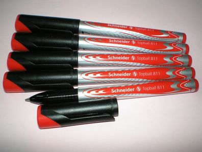 5x Schneider Topball 811 rot 0,5 Tintenroller 8112 Rollerball nachfüllbar