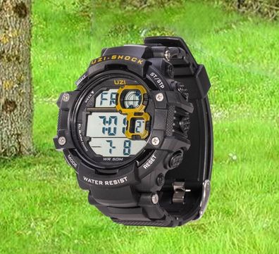 NEU UZI Z digitale Armbanduhr Shock Line 50m water resistant für Sport Outdoor
